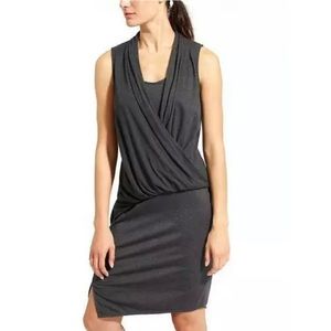 Athleta Gray Faux Wrap Draped Duet Dress